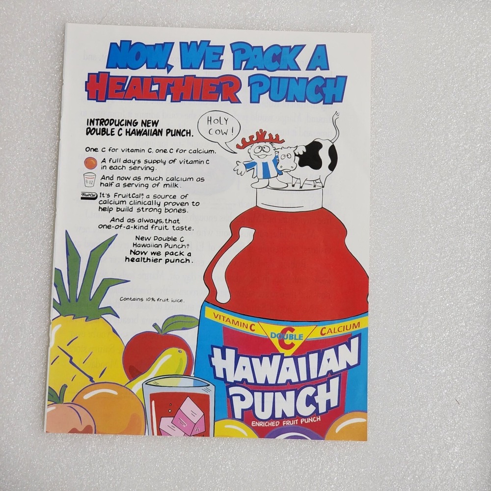 Vintage Print Ad Hawaiian Punch cartoon drawing fruit clipping 8x10 1994